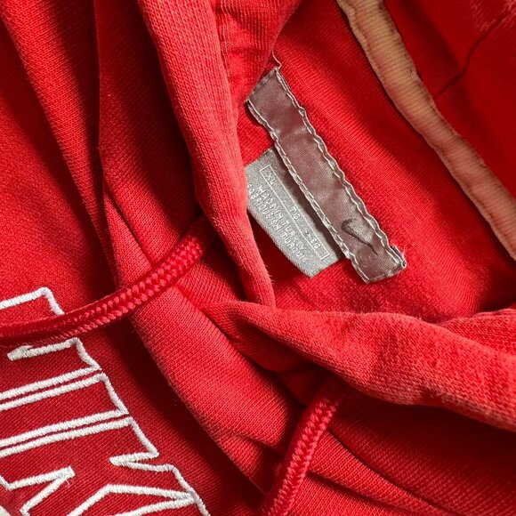 Vintage Y2K Nike Sportswear Hoodie Sweatshirt Men Size XL Red White Velvet Logo - Picture 4 of 6